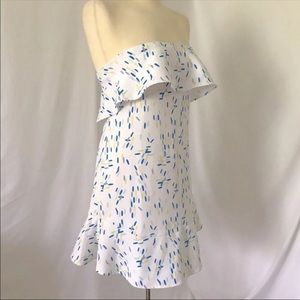 Aqua Ruffled Sprinkle print Strapless Dress Confetti